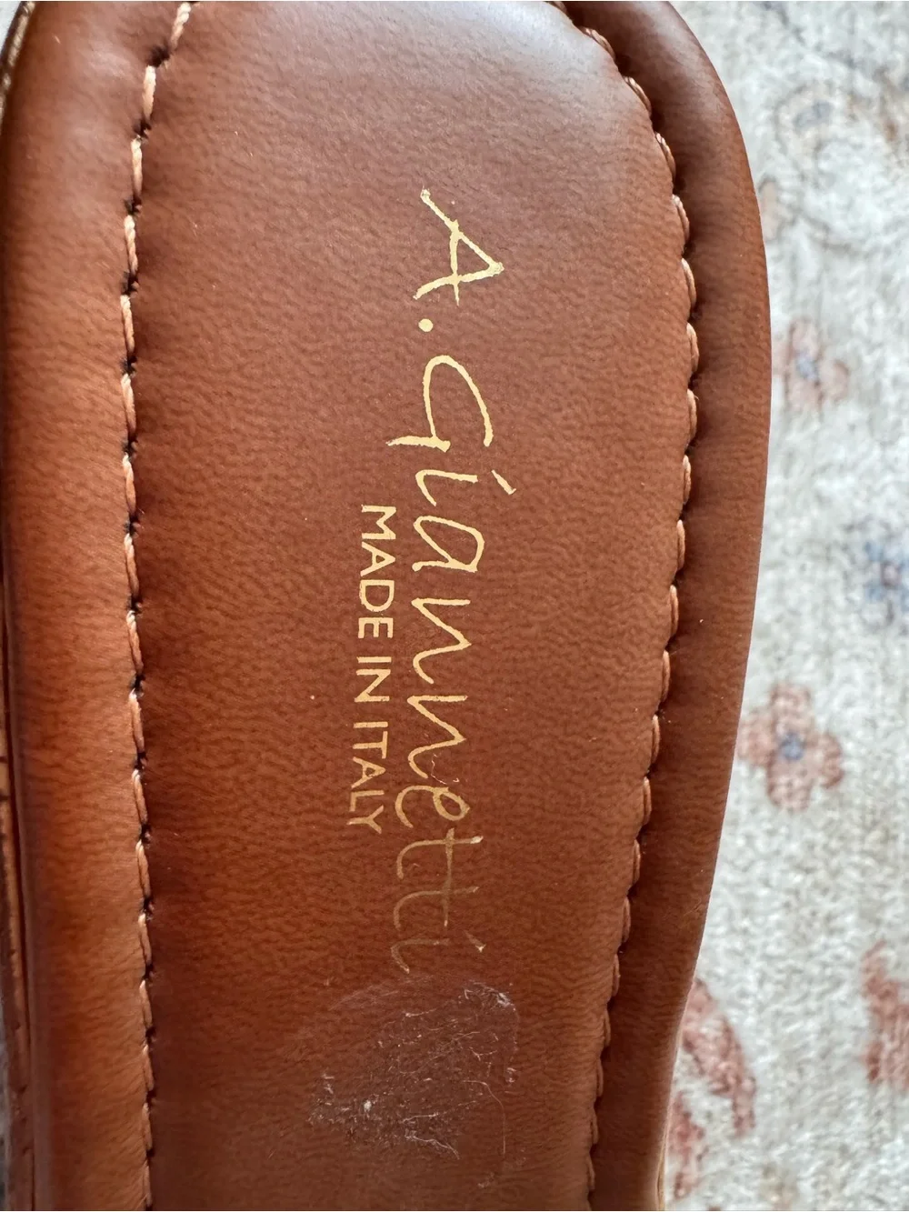 A. Giannetti made in Italy Tan Woven Slide Wedge Sandals